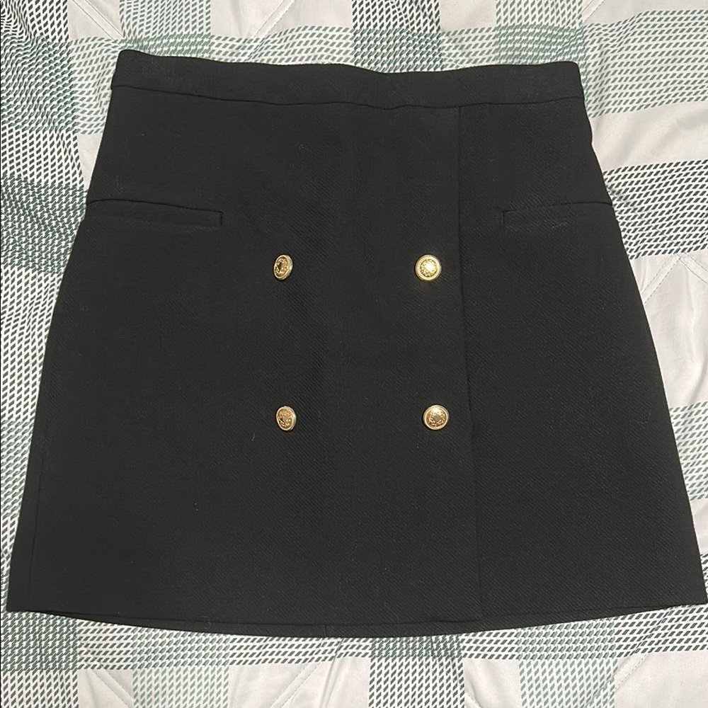 H&M Black and Gold Mini Pencil Skirt
